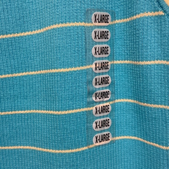 Jeanne Pierre NWT XL Turquoise Yellow Striped Square Neck Sleeveless Sweater - Picture 4 of 9